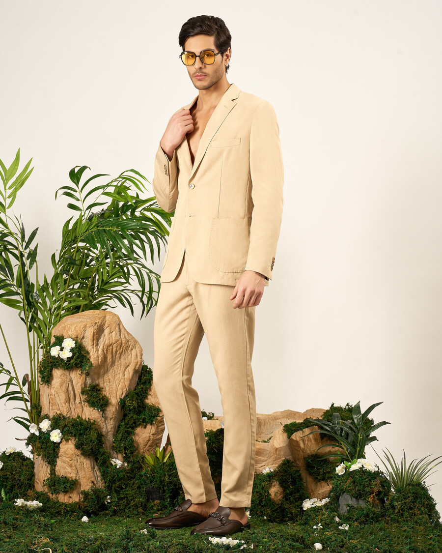 beige linen blend sports jacket