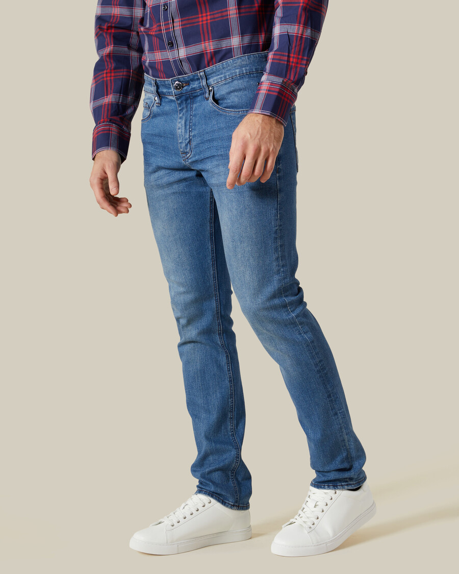 mid blue slim fit jeans