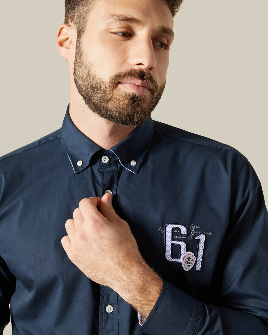 patched chest shirt