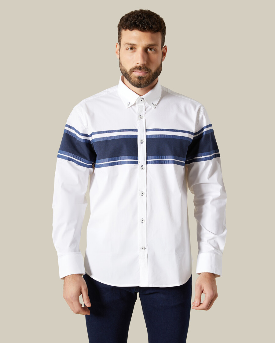 denim paneled shirt