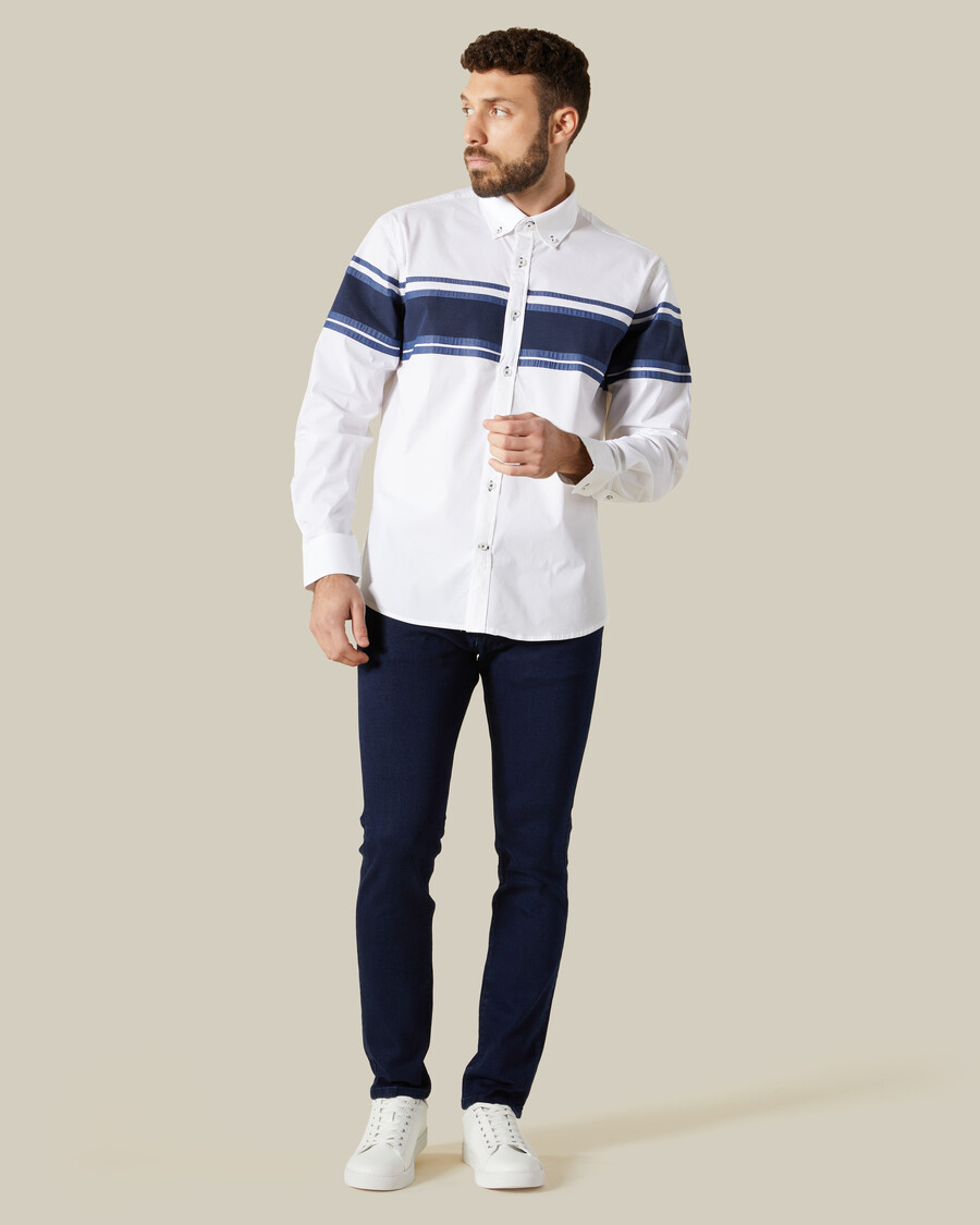 denim paneled shirt