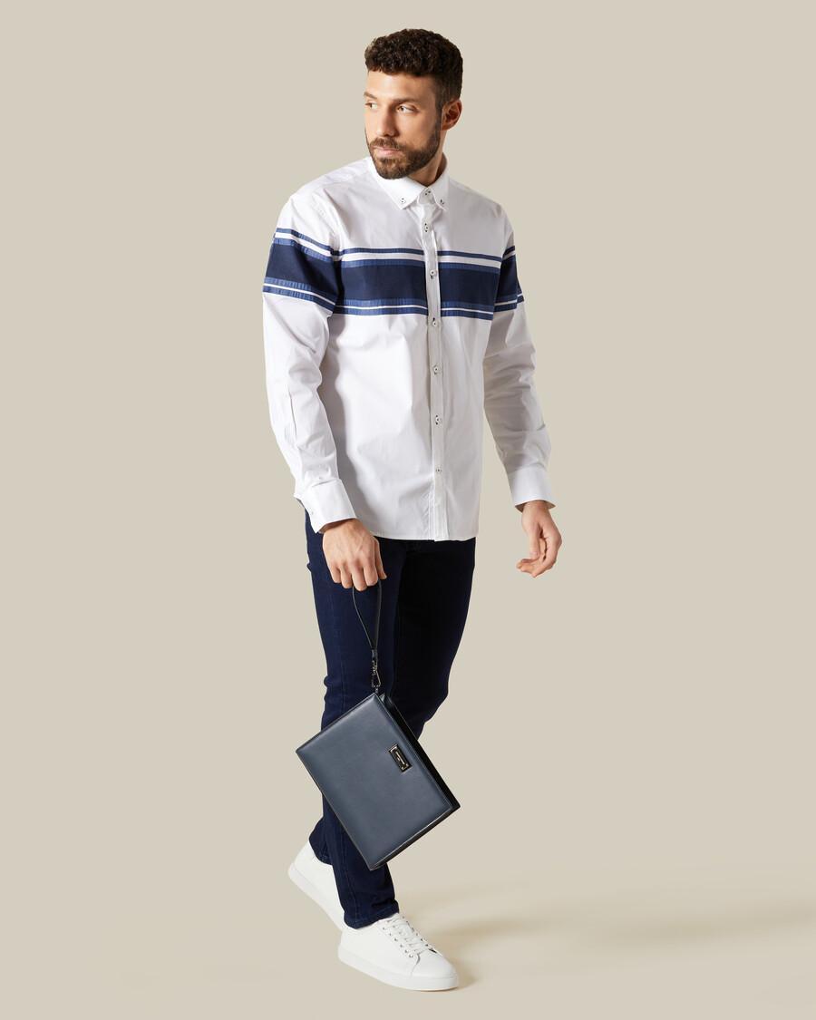 denim paneled shirt