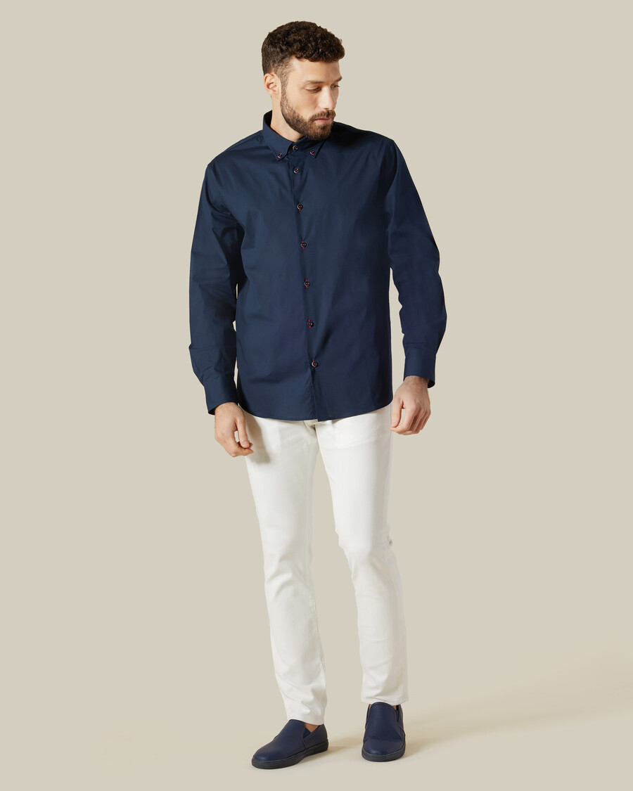 contrast thread detailed shirt