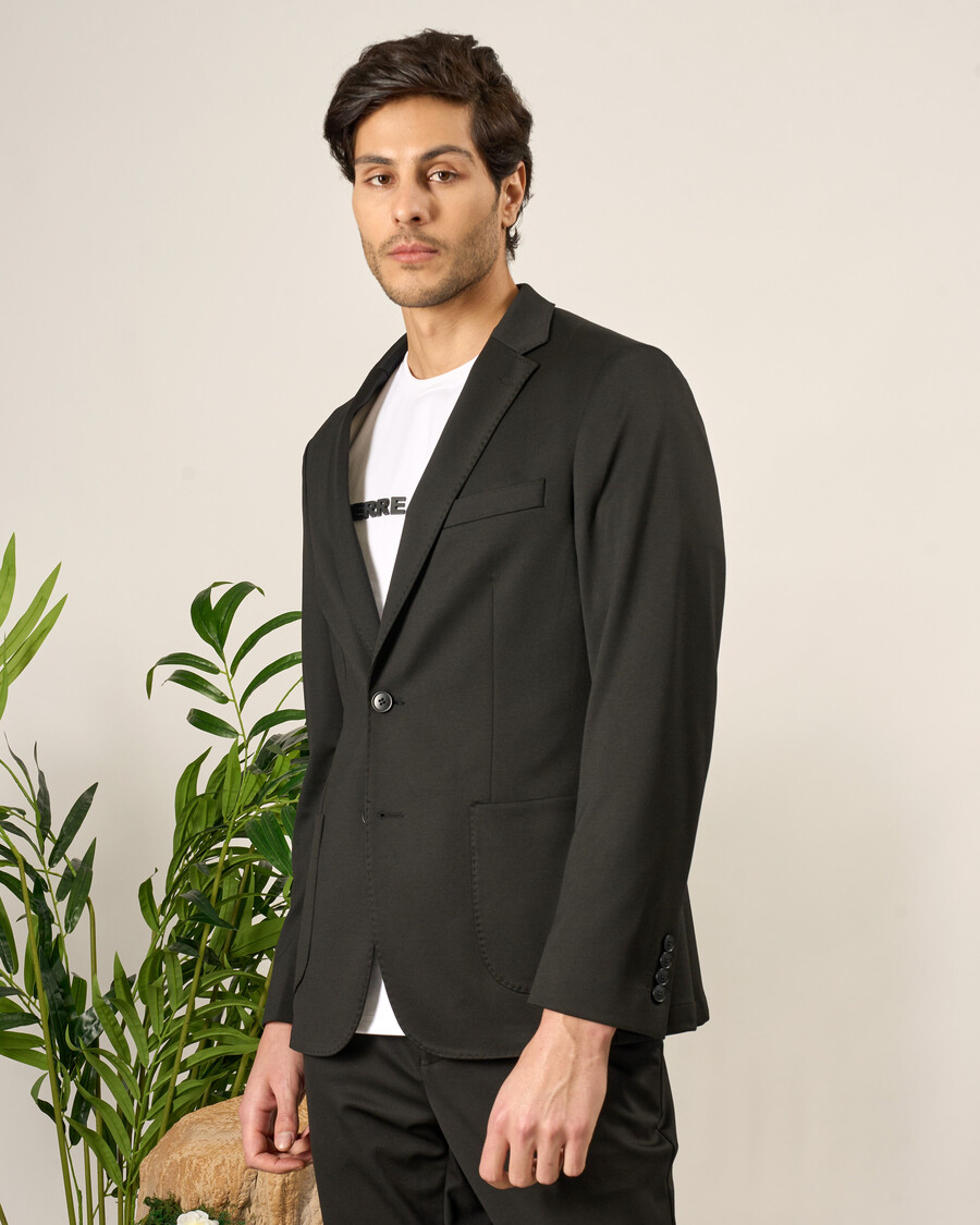 black slim fit knitted suit