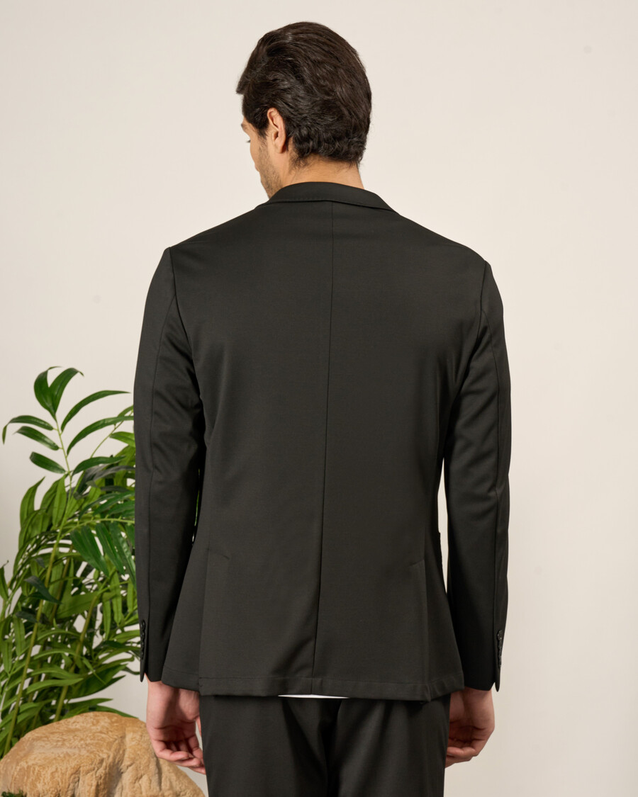 black slim fit knitted suit