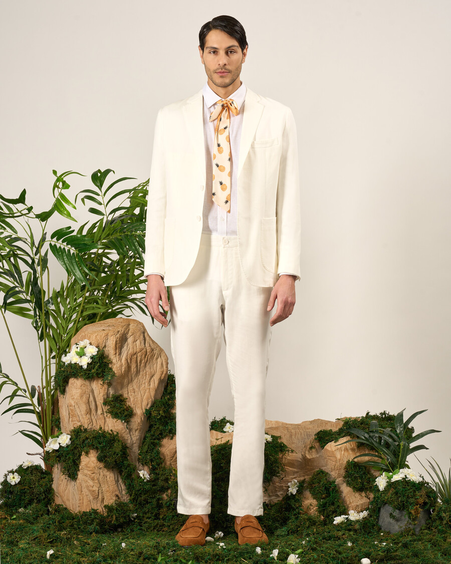 ivory linen blend sports jacket