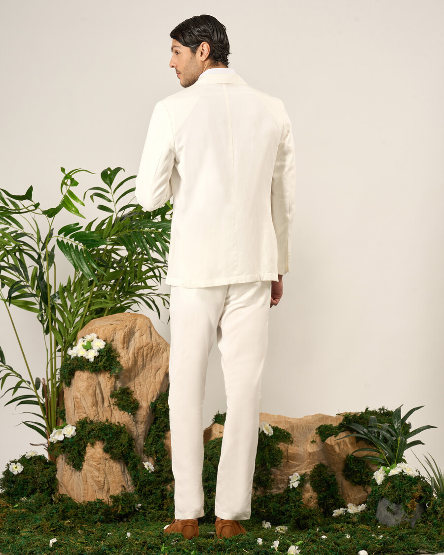 ivory linen blend sports jacket