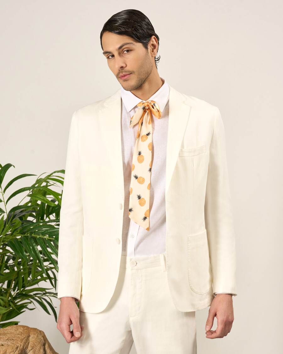 ivory linen blend sports jacket