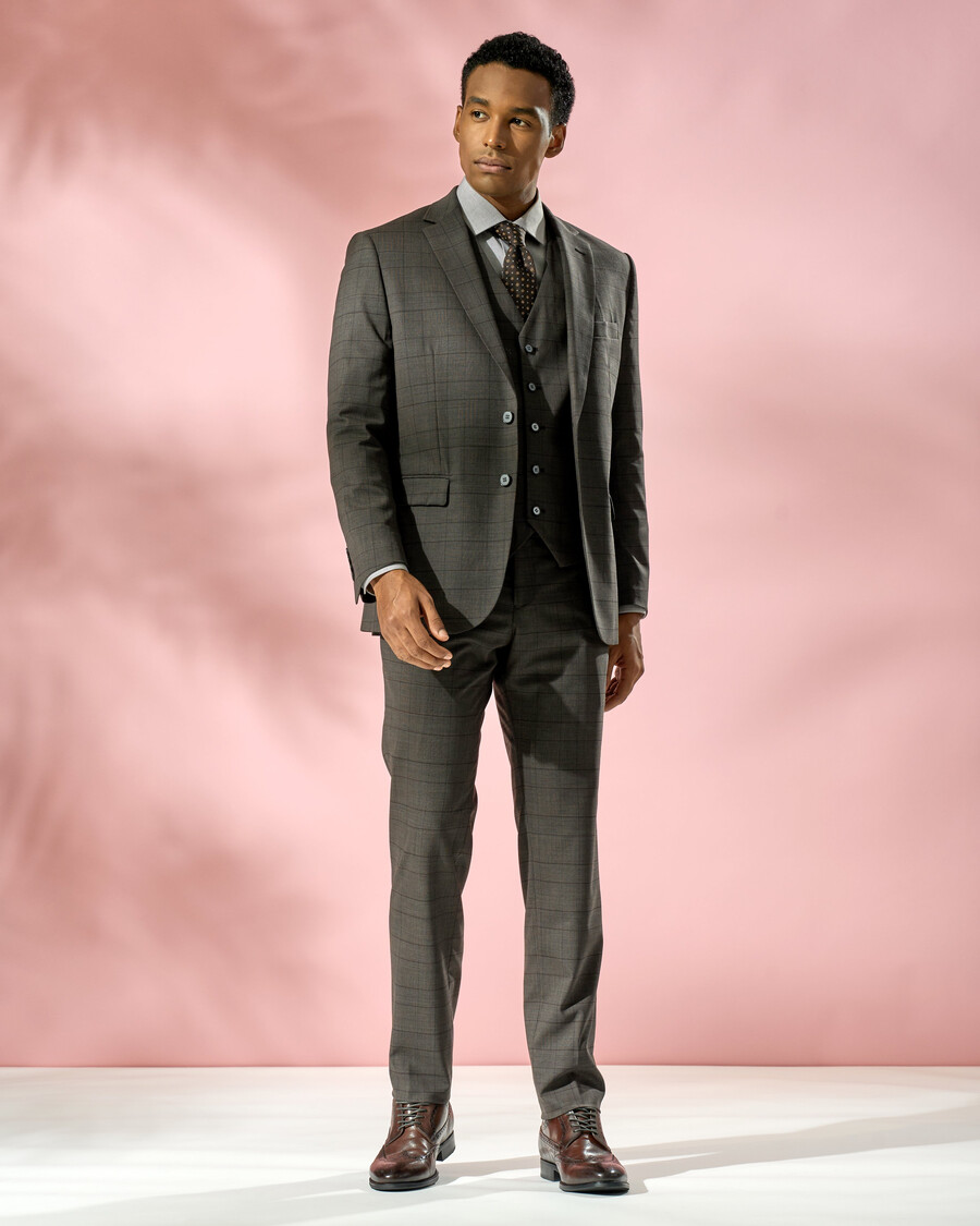 slim fit three-piece suit