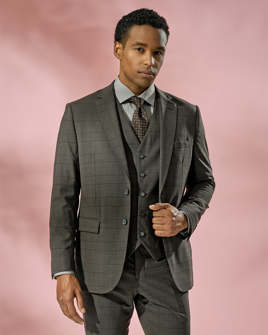 slim fit three-piece suit
