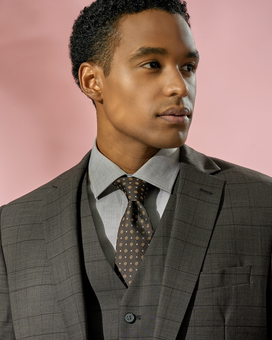 slim fit three-piece suit