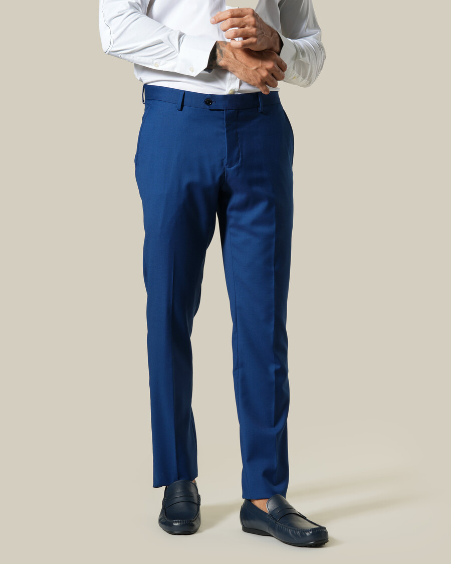 slim fit navy blue tailored pants