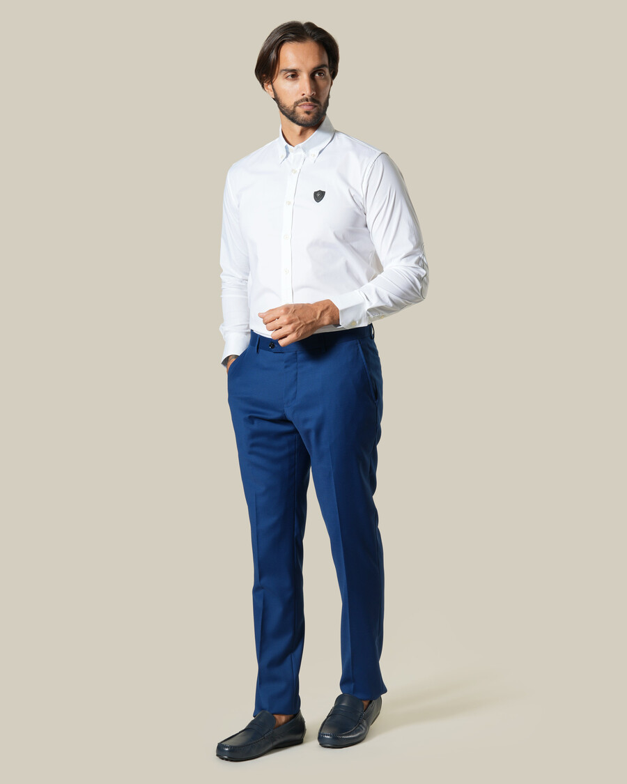 slim fit navy blue tailored pants