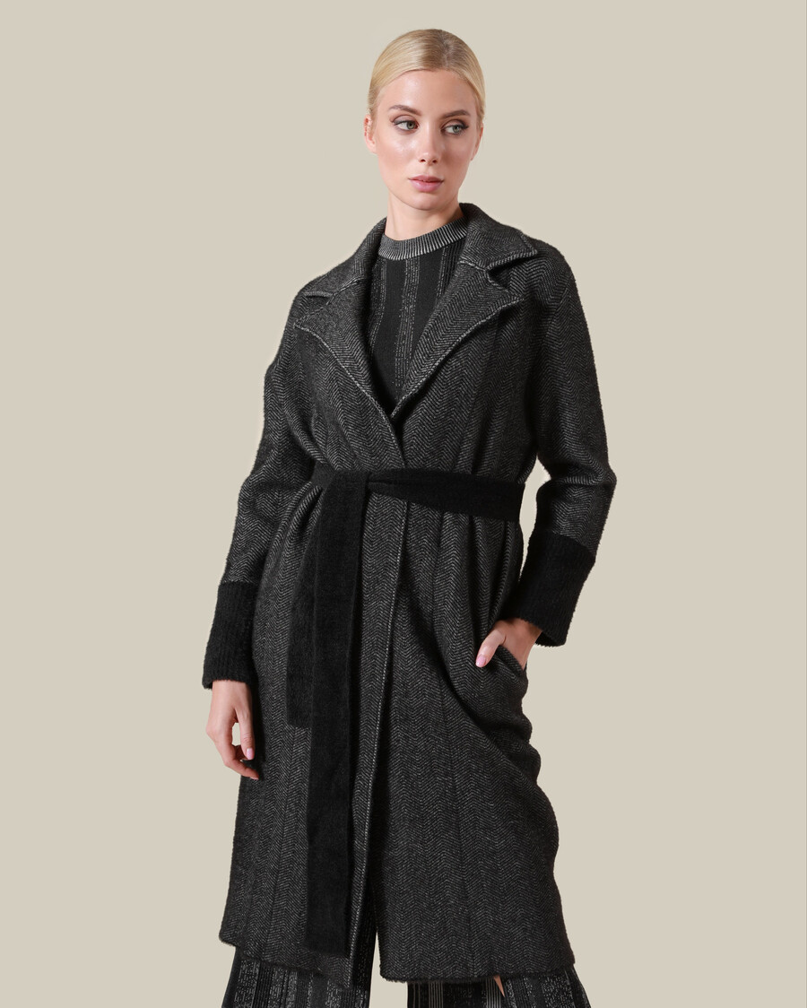 herringbone wrap coat