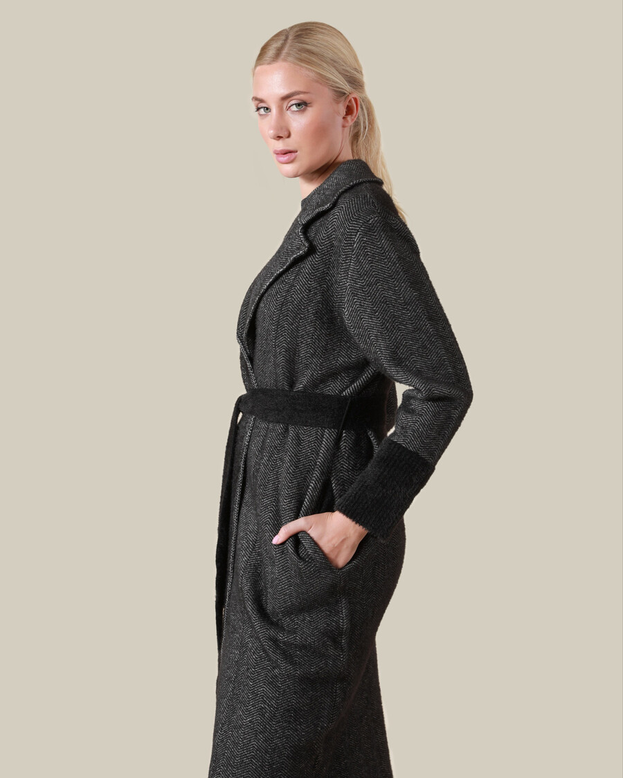 herringbone wrap coat