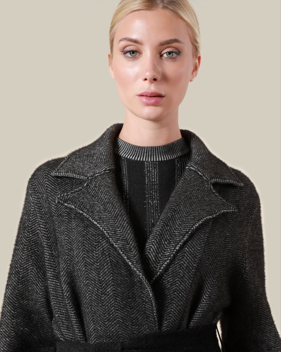 herringbone wrap coat