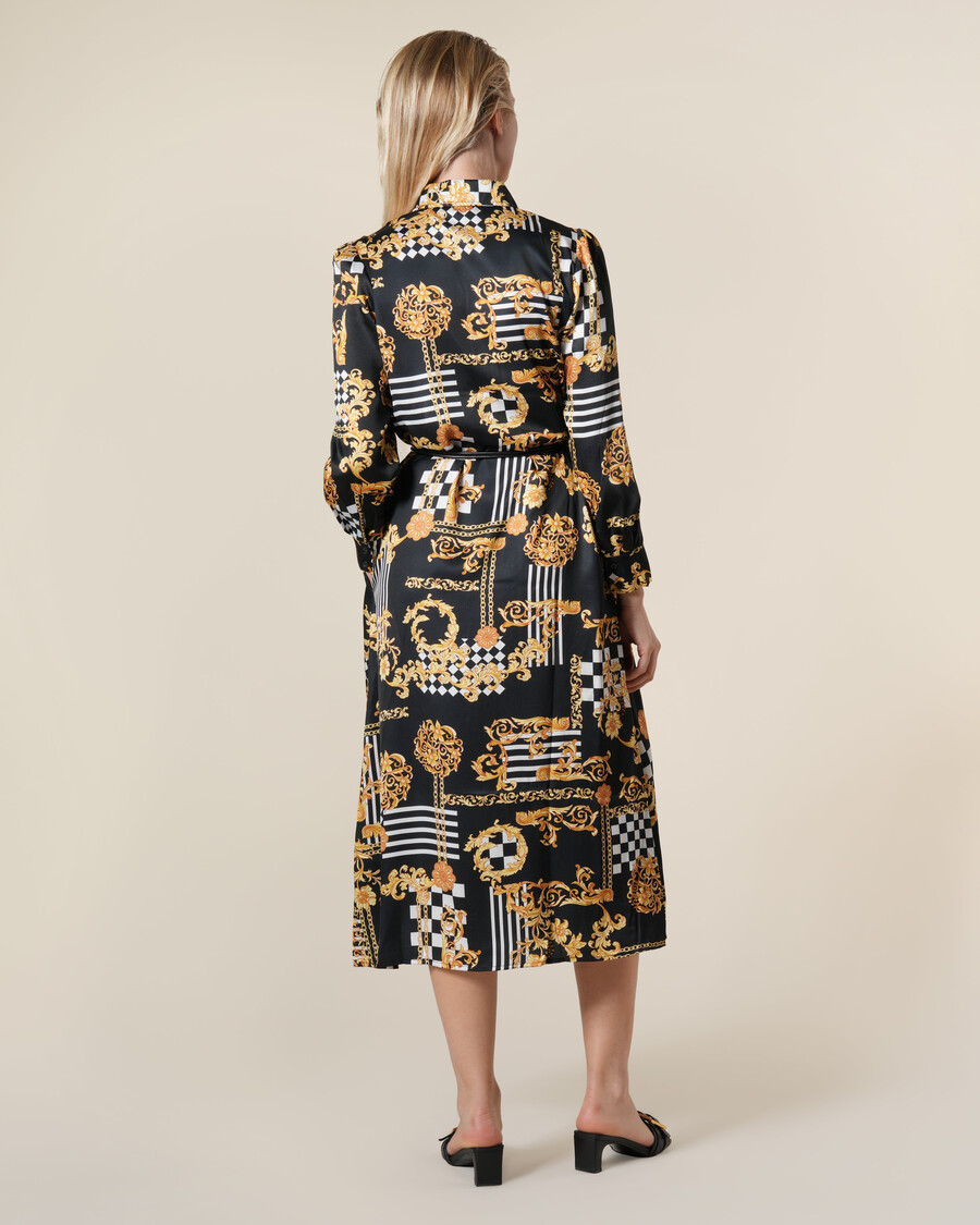 geometric baroque print midi dress