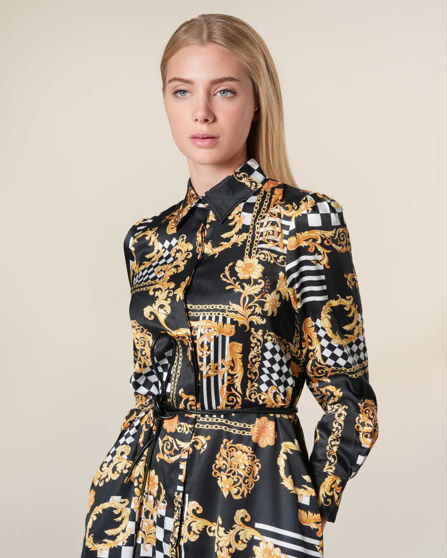 geometric baroque print midi dress