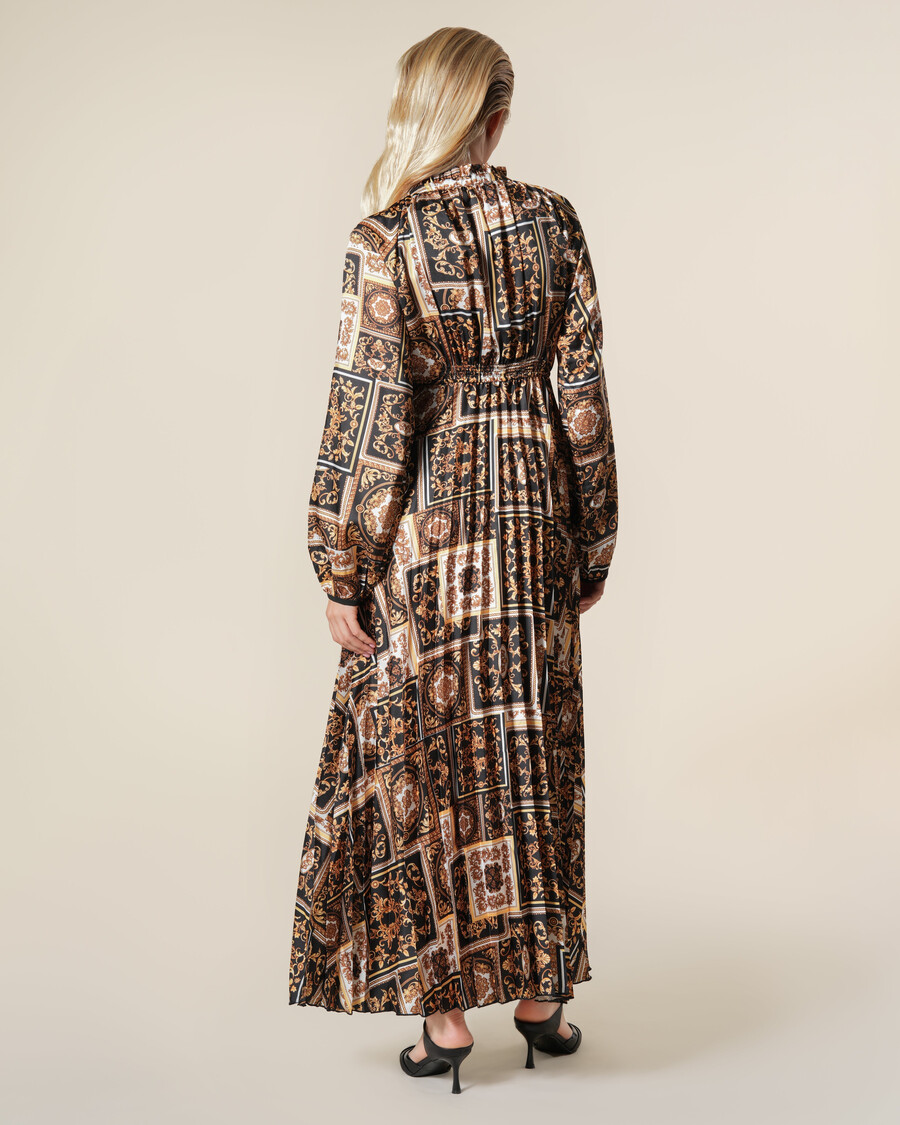 baroque patchwork print self-tie maxi dress