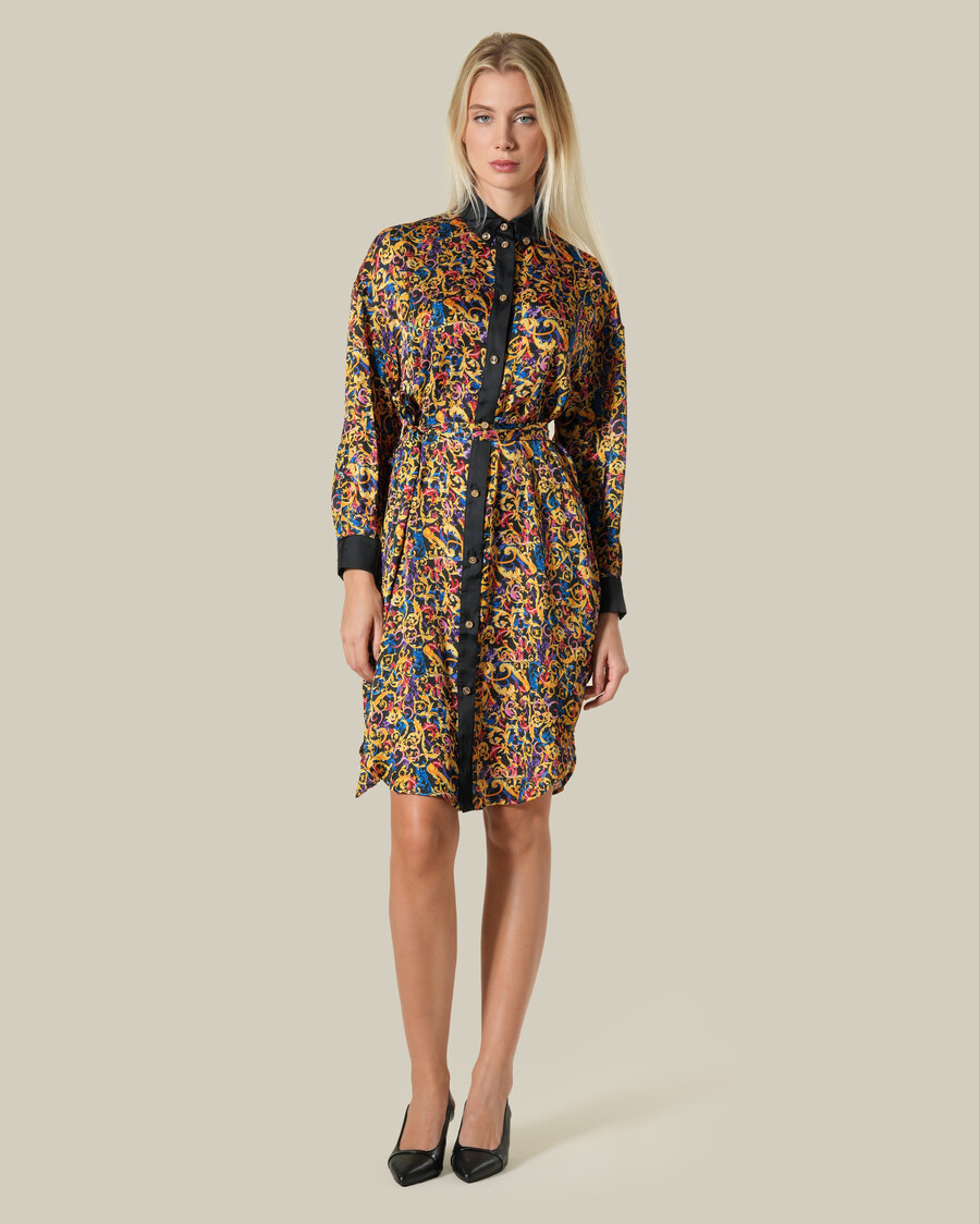 multicolor baroque printed shirt dress