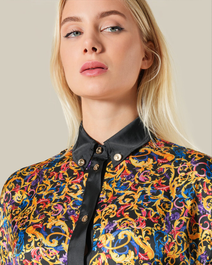 multicolor baroque printed shirt dress