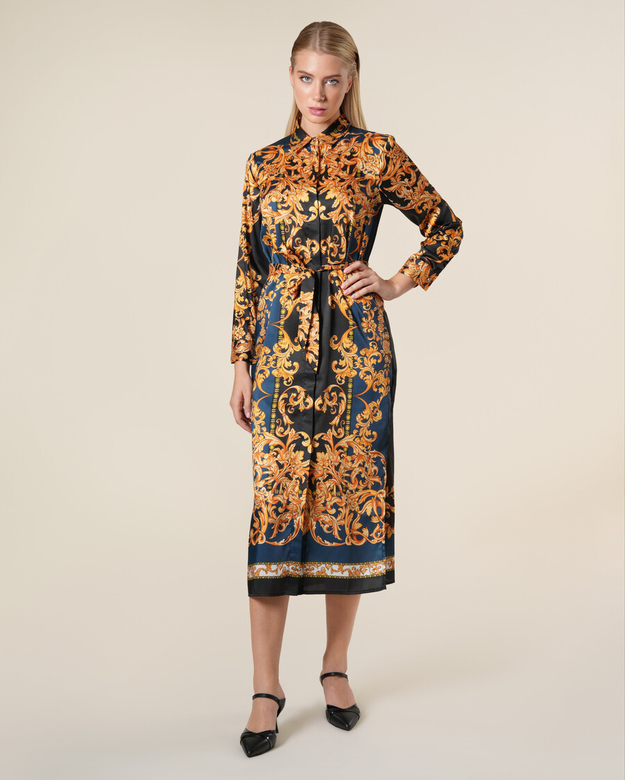 baroque contrast shirt dress