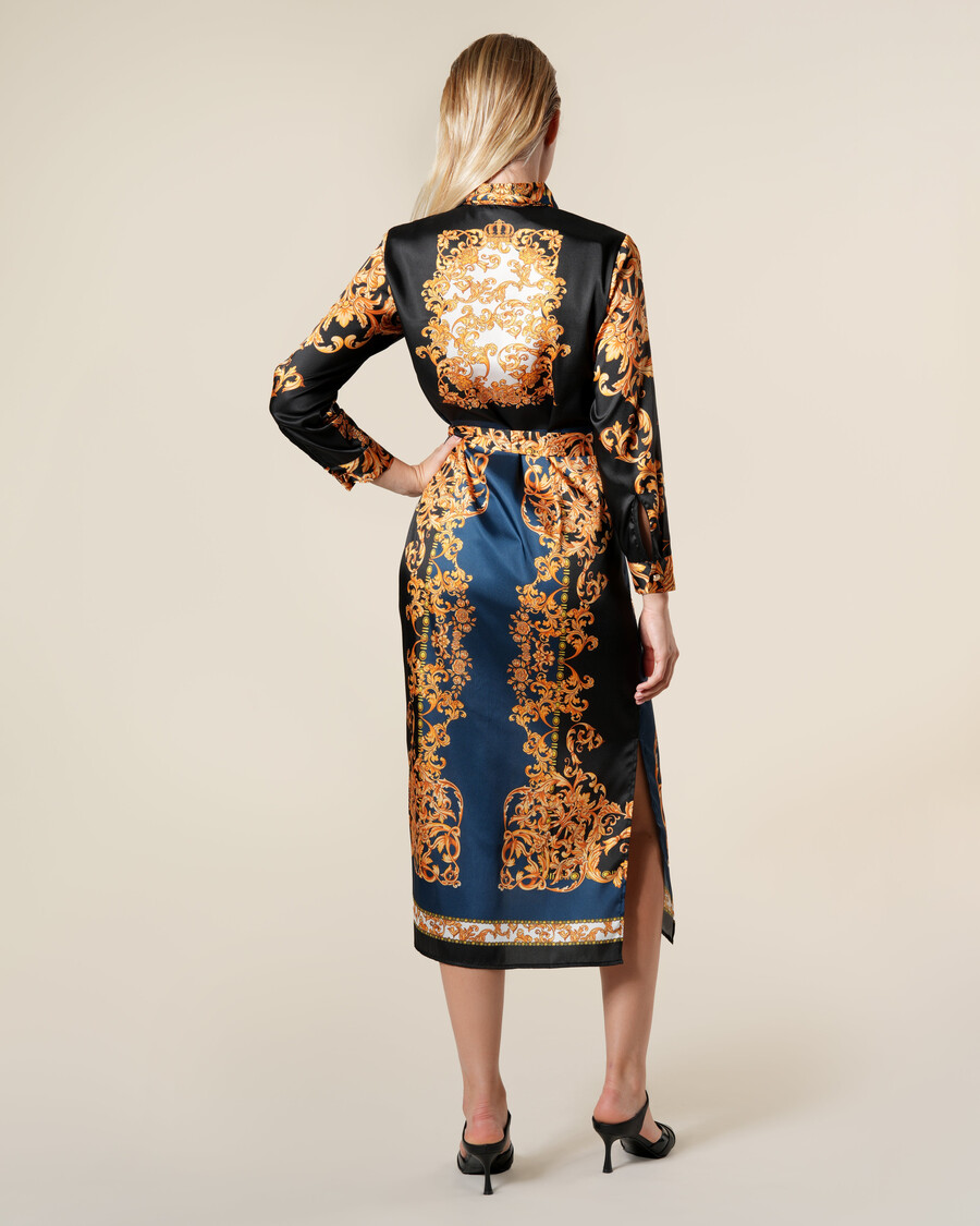 baroque contrast shirt dress