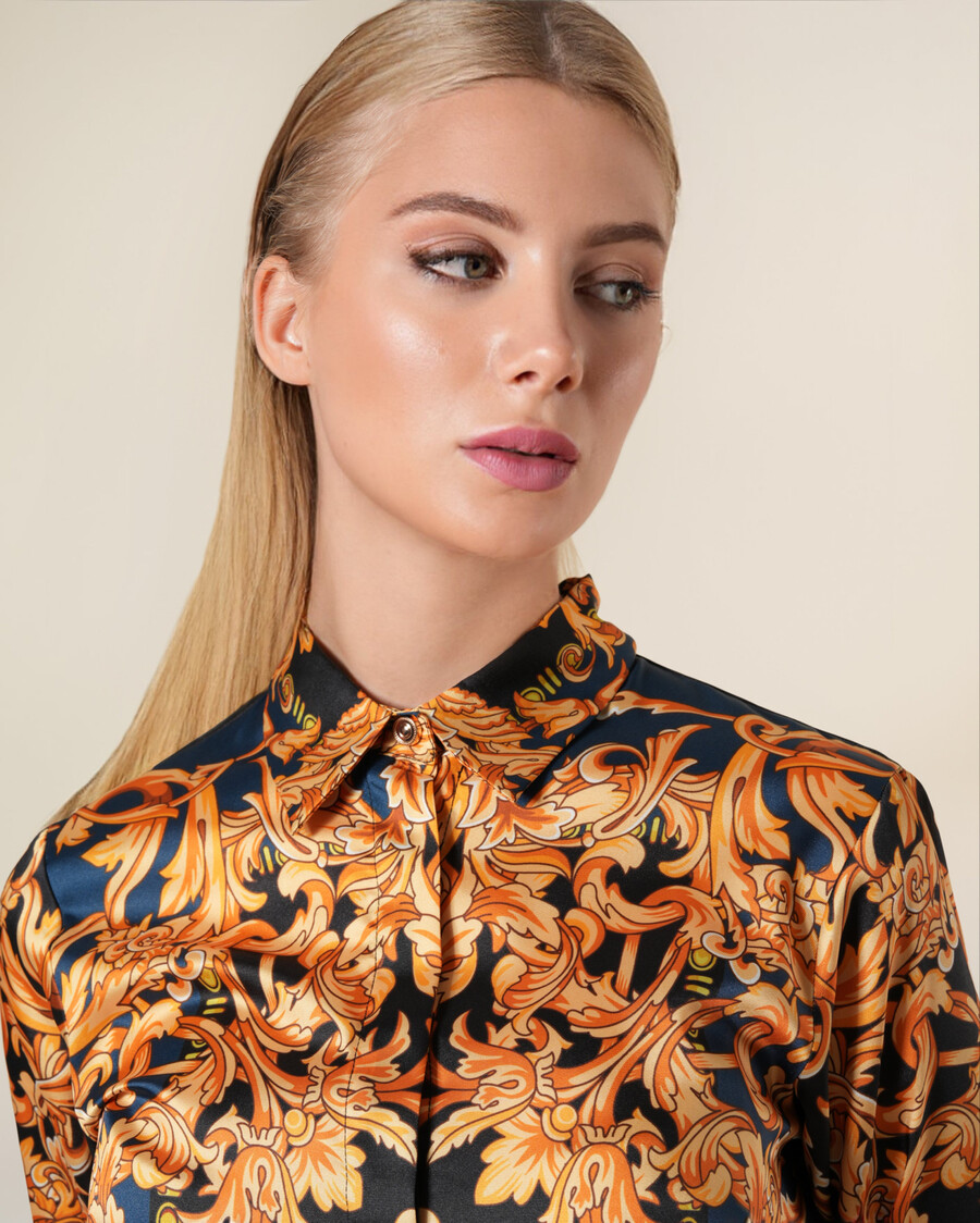 baroque contrast shirt dress