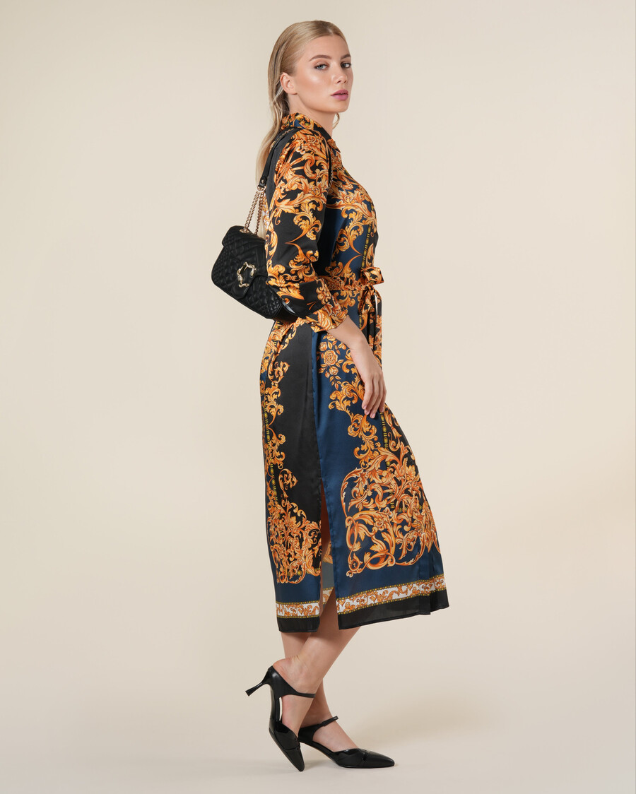 baroque contrast shirt dress