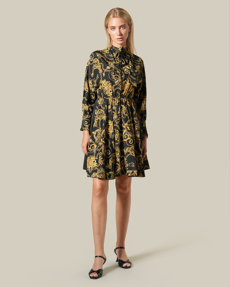 baroque chain pleated panel dress