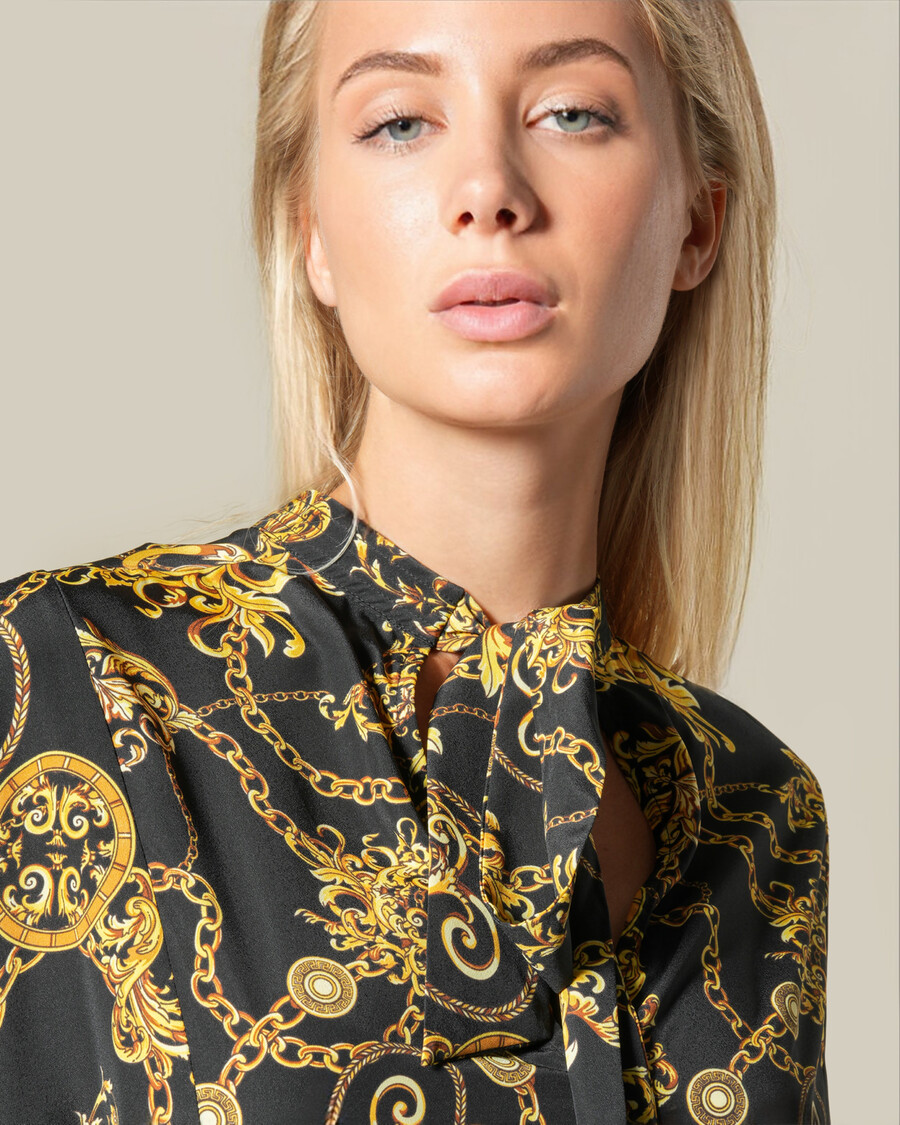 baroque chain pleated panel dress