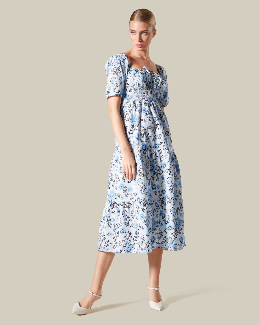 floral tiered midi dress