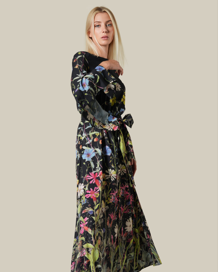botanical printed maxi dress