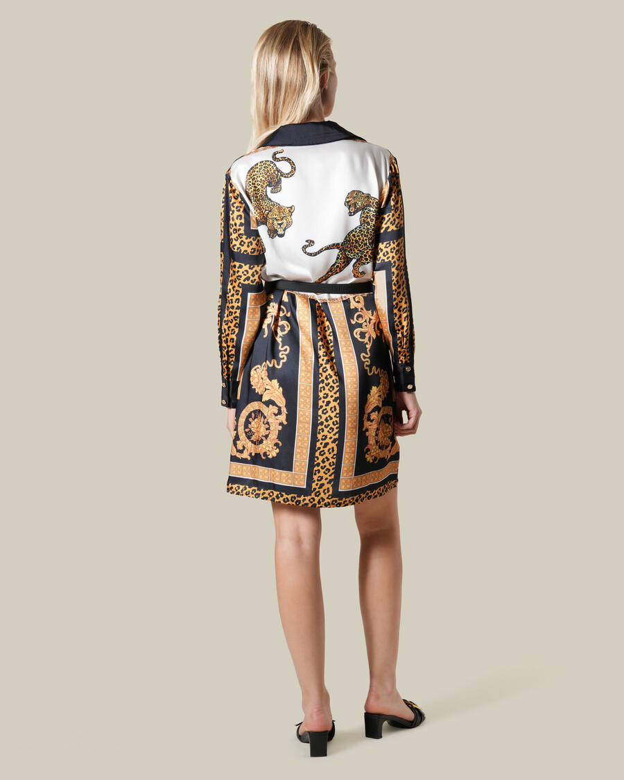 leopard baroque print mini dress