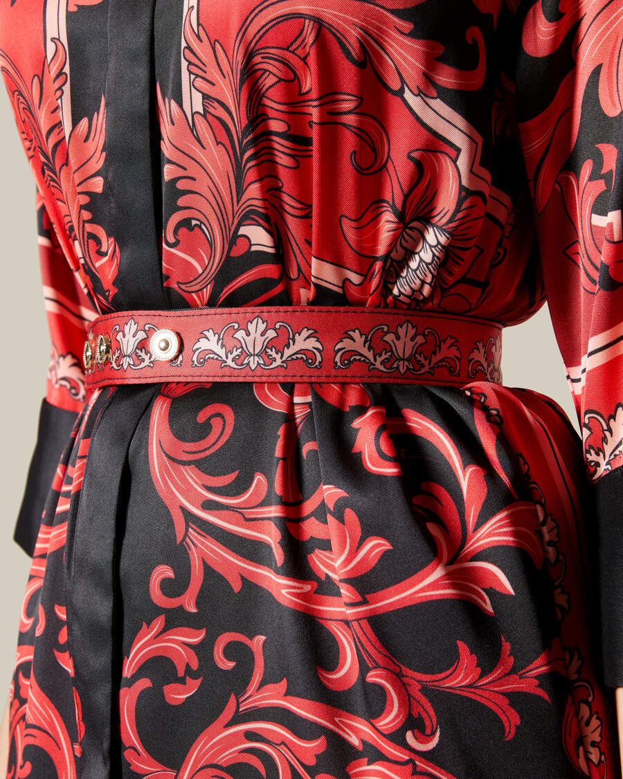 damask belted dress