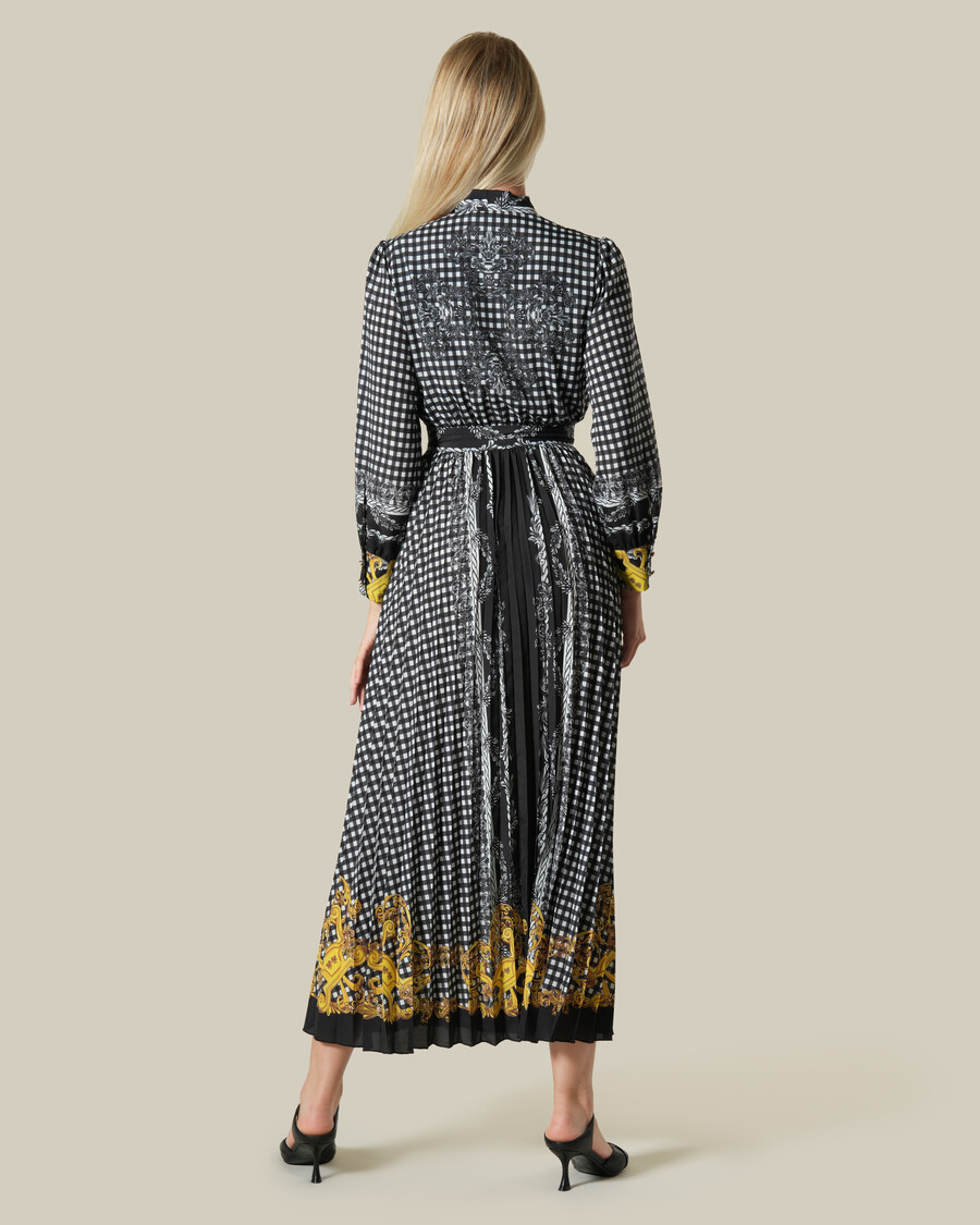 checked baroque print maxi dress