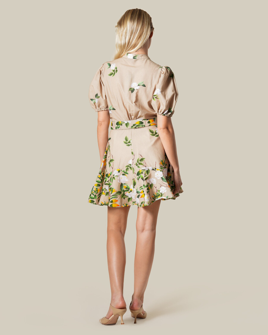 floral mini dress with buckled belt