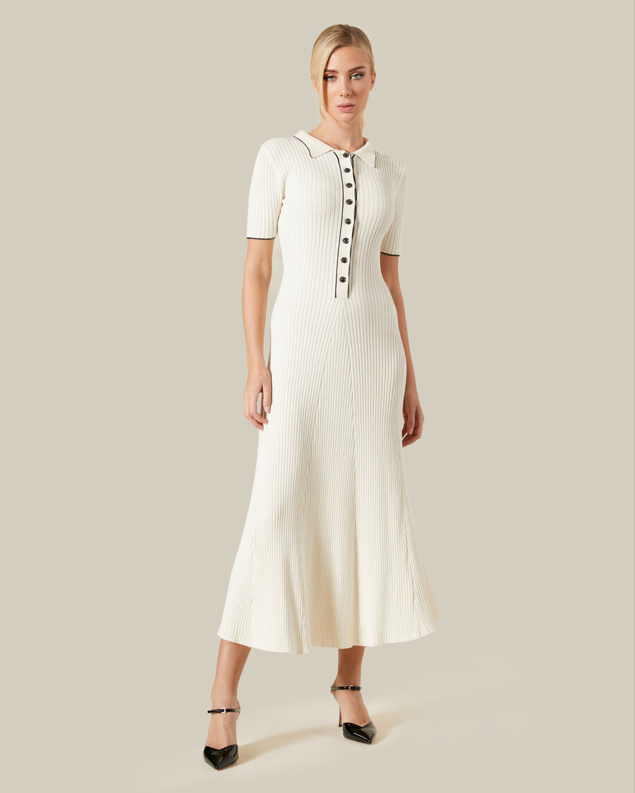 contrast tipping ribbed knit maxi dress