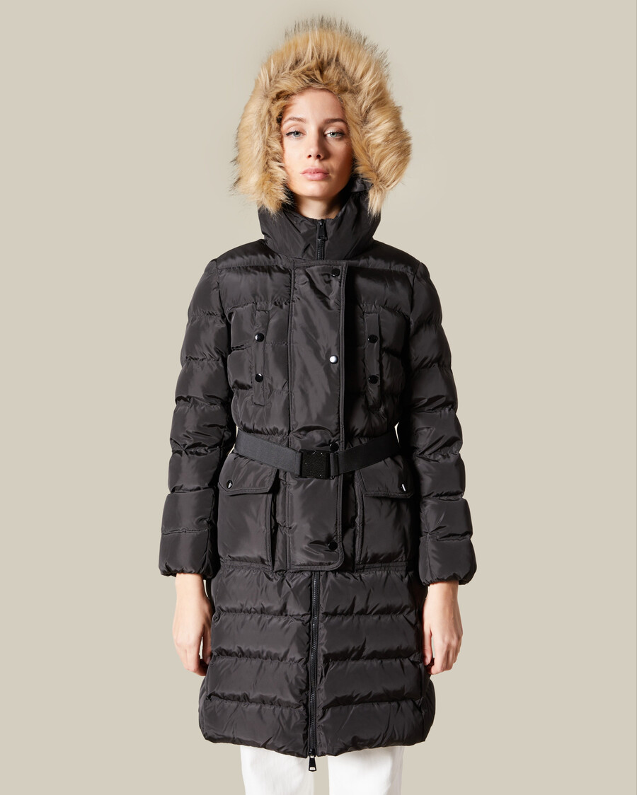 faux fur hooded puffer jacket