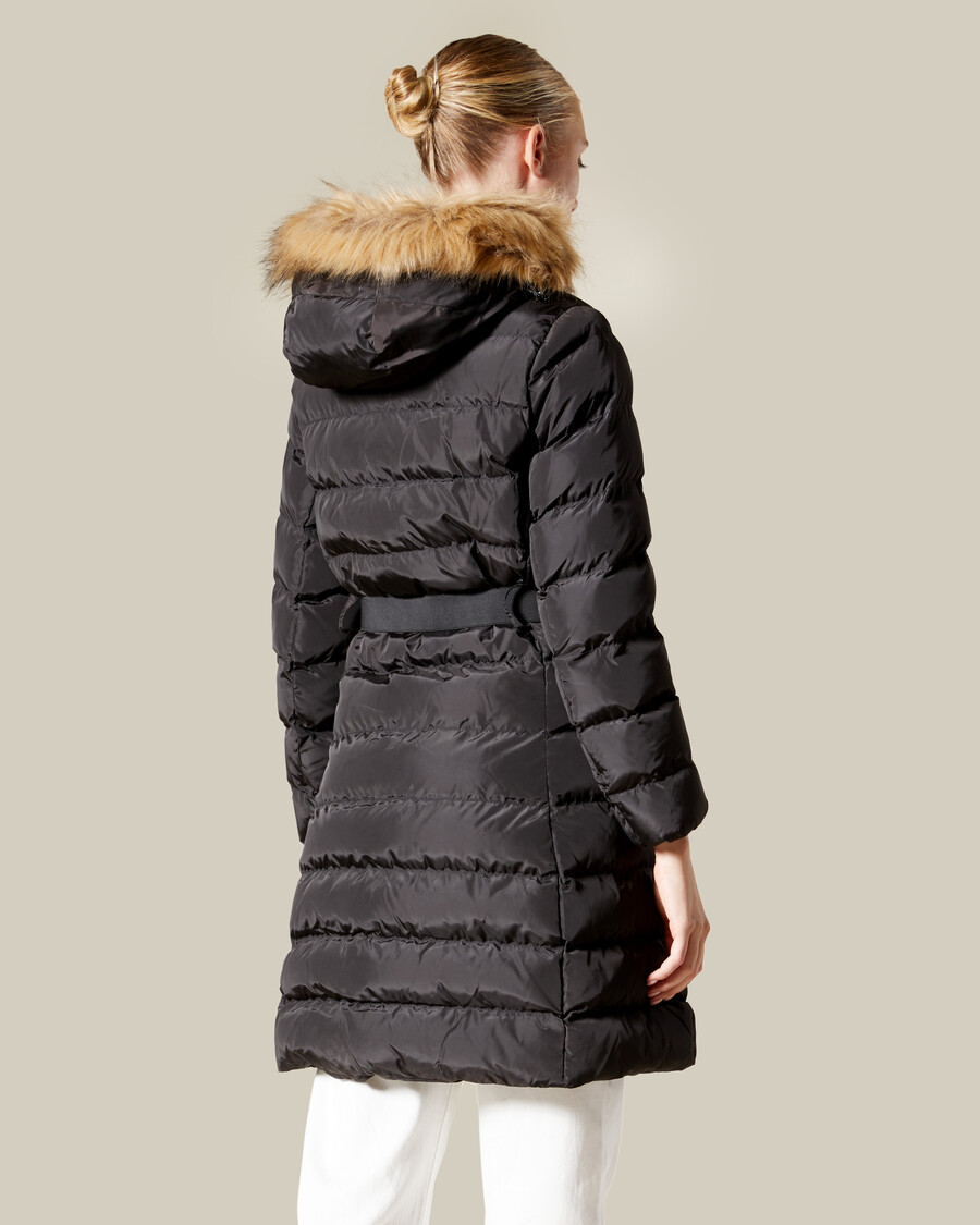 faux fur hooded puffer jacket