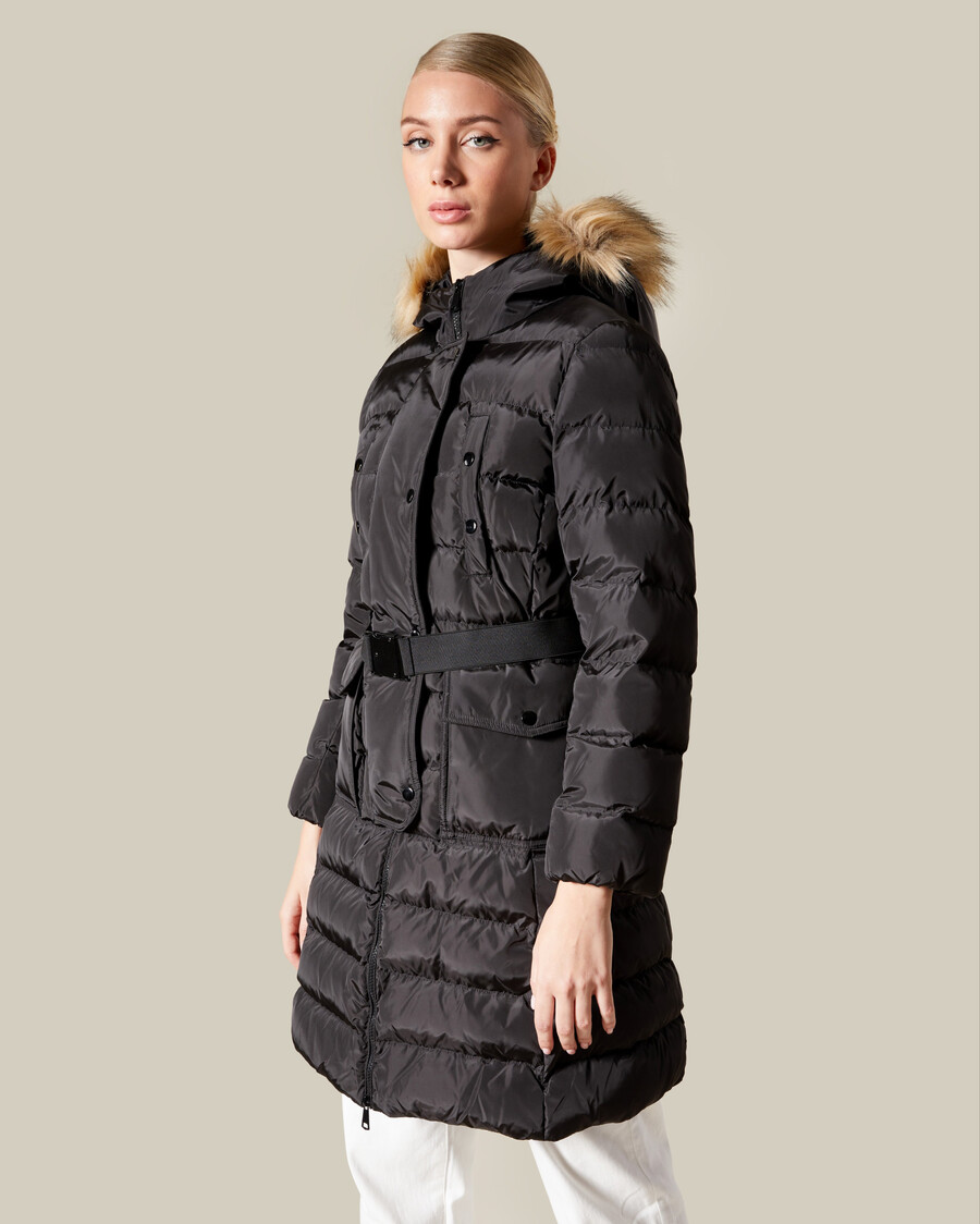 faux fur hooded puffer jacket