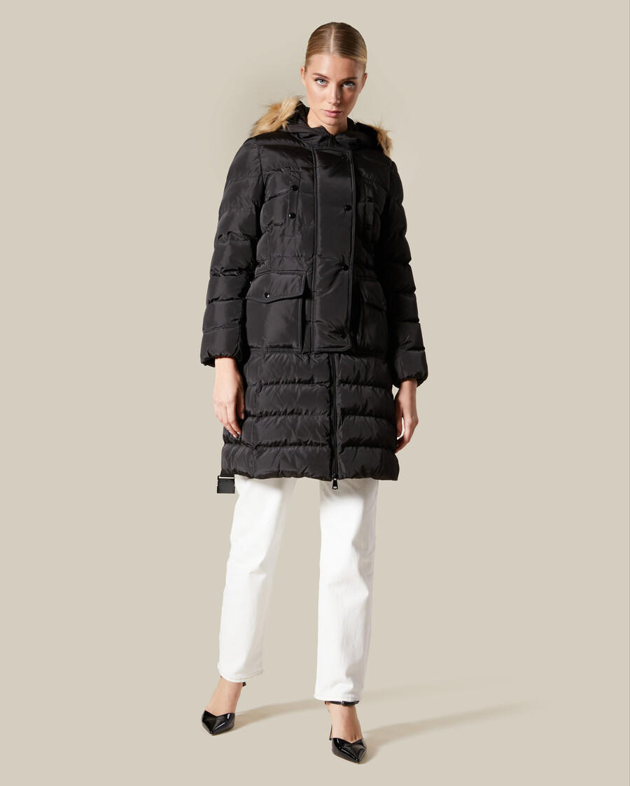 faux fur hooded puffer jacket