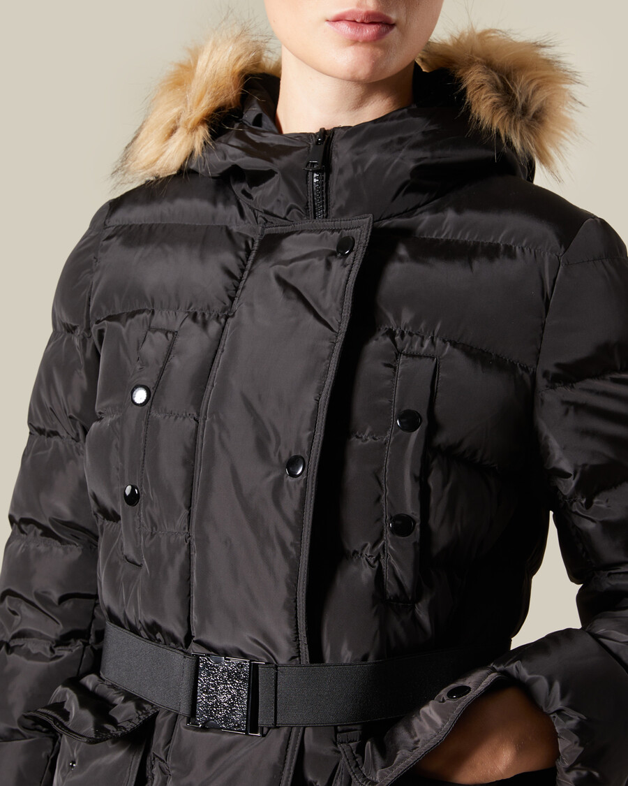faux fur hooded puffer jacket