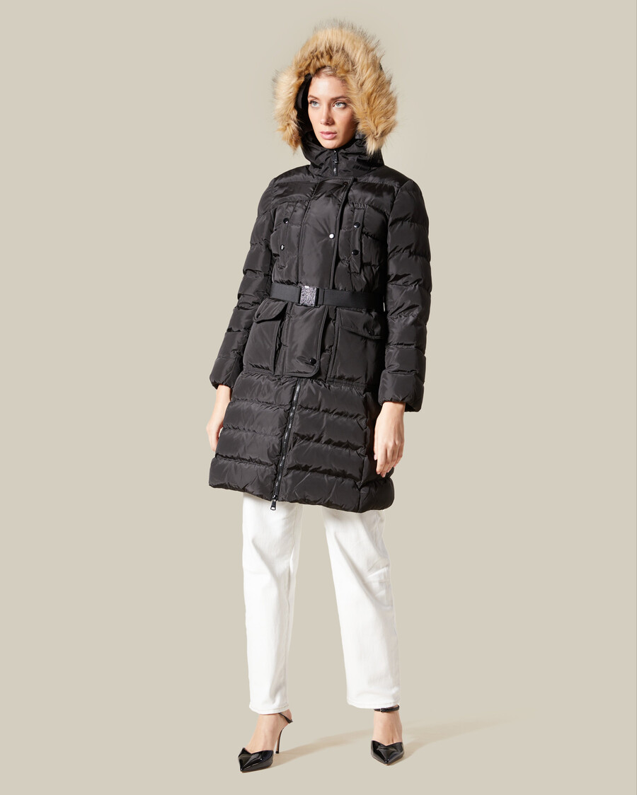 faux fur hooded puffer jacket