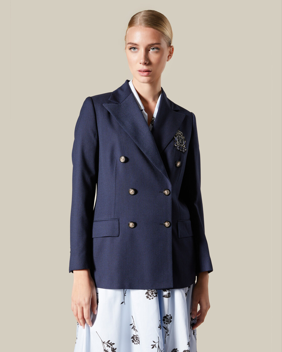 emblem patched suit jacket