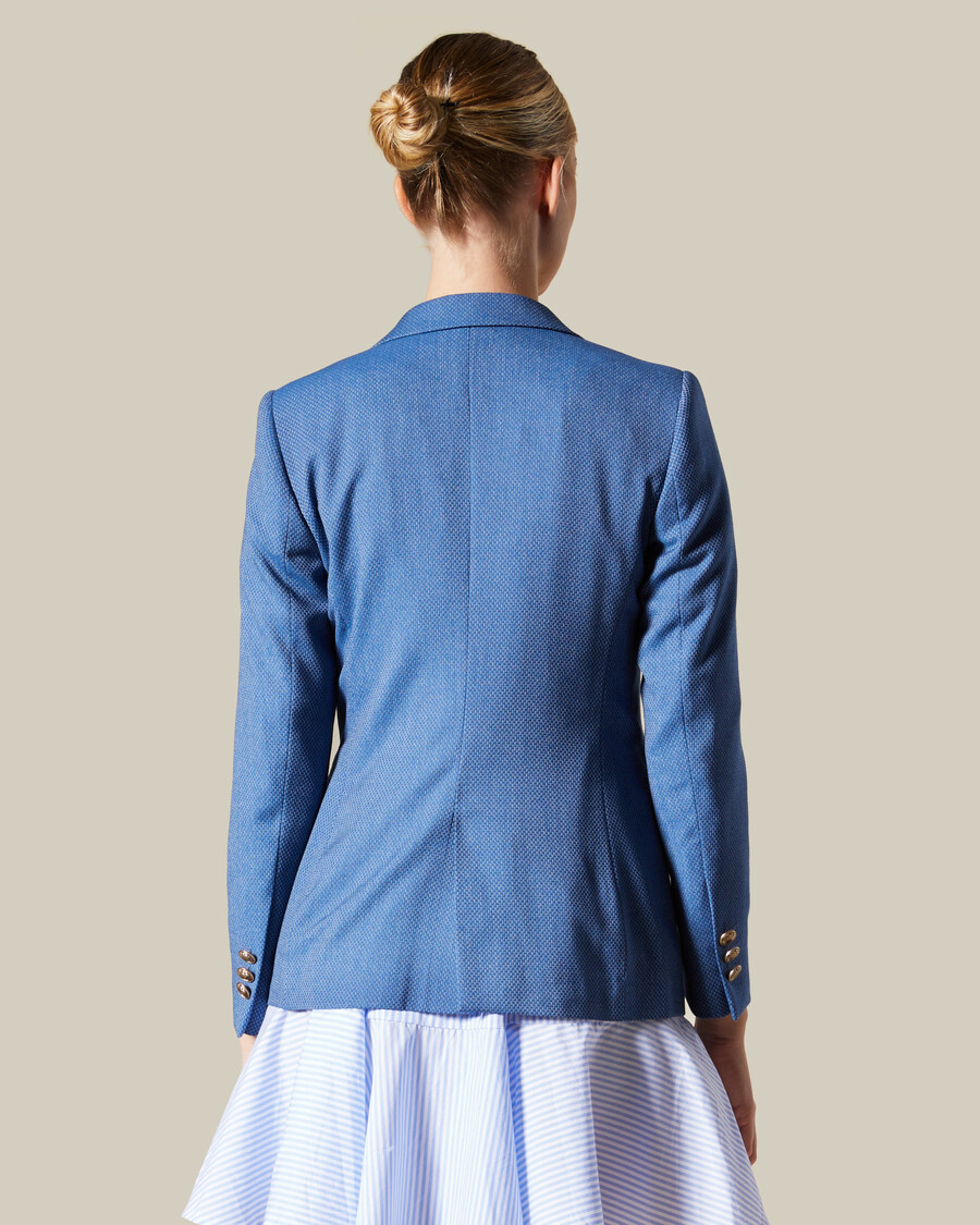 single button patched suit jacket
