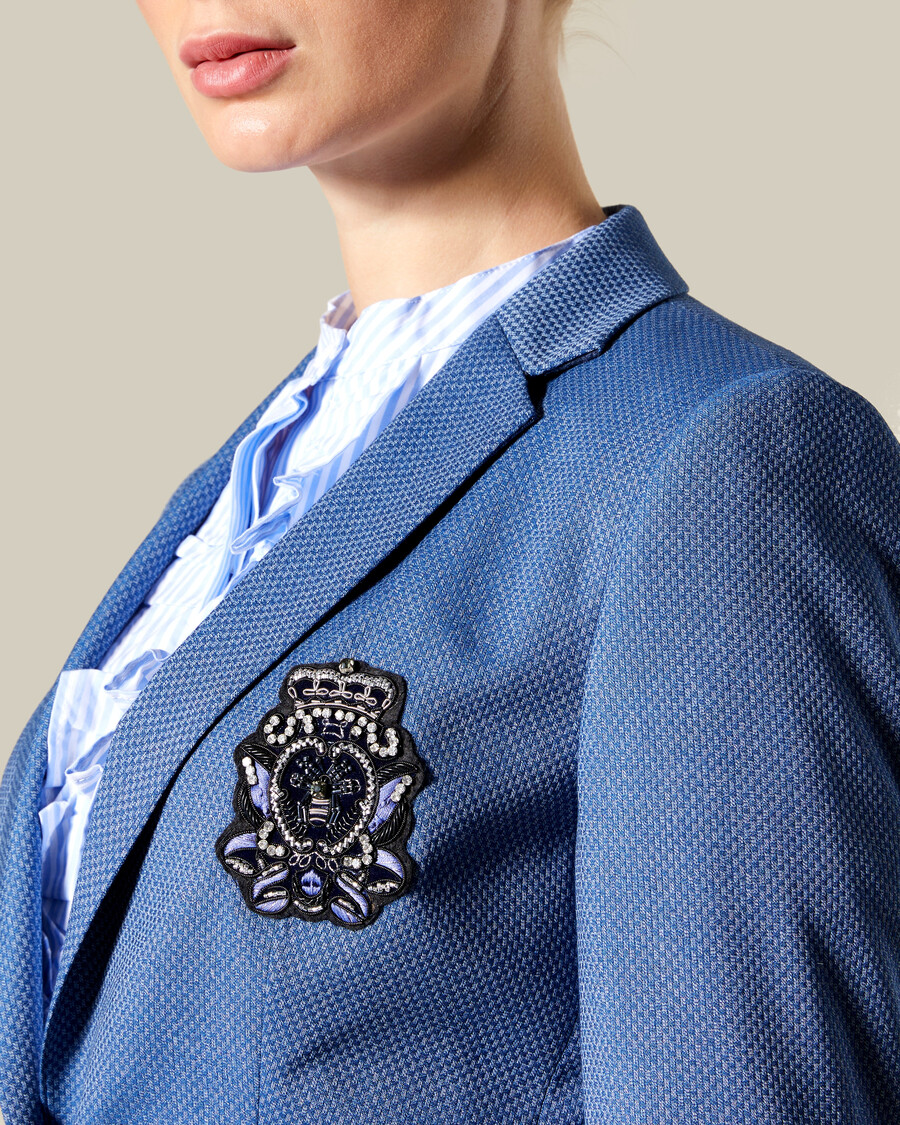 single button patched suit jacket