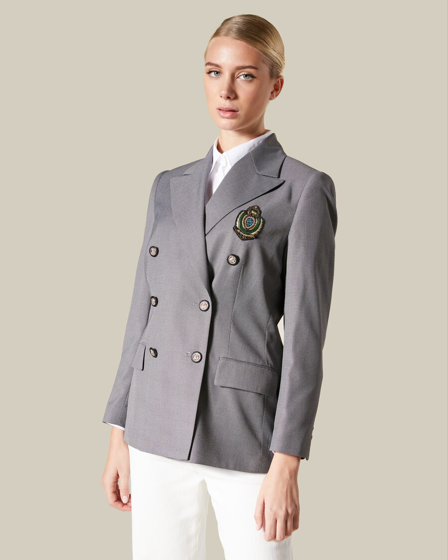 emblem patched suit jacket