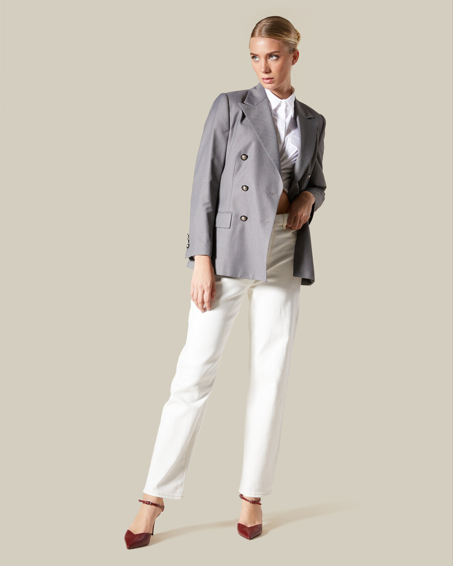 emblem patched suit jacket