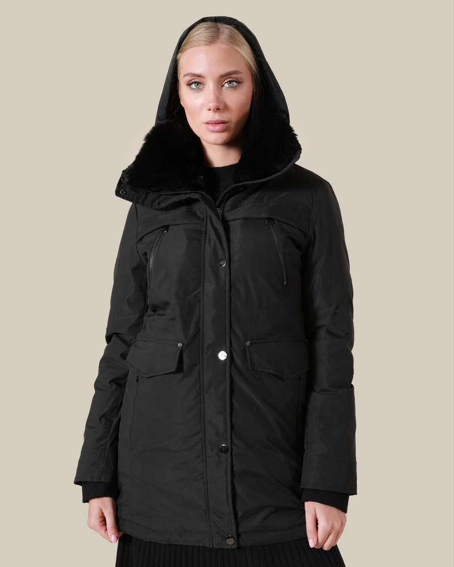 fur-trimmed winter jacket
